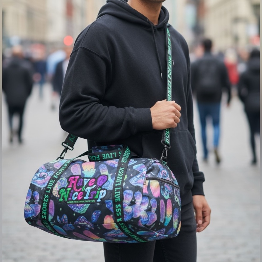 •Psychedelic• “Have a Nice Trip” Unisex Duffle – Assholes Live Forever Edition - Picture 5 of 5